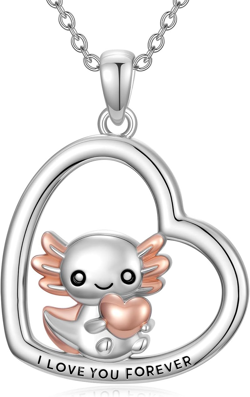 Cargari Store Dragonfly/Butterfly/Elephant/Hummingbird/Axolotl/Horse/Panda/Bee necklace for Women 925 Sterling Silver Heart Pendant Necklace Animal Jewelry Gifts for Women - Image 1